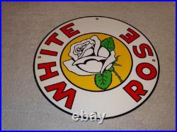 Vintage Enarco White Rose Gasoline 11 3/4 Porcelain Metal Canada Gas & Oil Sign