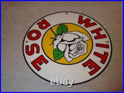 Vintage Enarco White Rose Gasoline 11 3/4 Porcelain Metal Canada Gas & Oil Sign