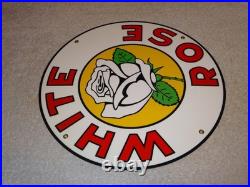 Vintage Enarco White Rose Gasoline 11 3/4 Porcelain Metal Canada Gas & Oil Sign