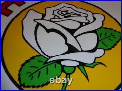 Vintage Enarco White Rose Gasoline 11 3/4 Porcelain Metal Canada Gas & Oil Sign