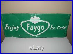 Vintage Enjoy Faygo Ice Cold Metal Advertising Sign 30 X 11 1/2