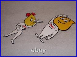 Vintage Esso Oil Drop Boy & Girl Pair 12 Metal Gasoline Oil Advertising Sign 2