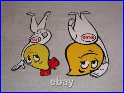 Vintage Esso Oil Drop Boy & Girl Pair 12 Metal Gasoline Oil Advertising Sign 2