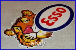 Vintage Esso Put A Tiger In Your Tank 12 By 9 Metal Enamel Gasoline Oil Sign
