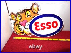 Vintage Esso Put A Tiger In Your Tank 12 By 9 Metal Enamel Gasoline Oil Sign