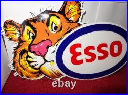 Vintage Esso Put A Tiger In Your Tank 12 By 9 Metal Enamel Gasoline Oil Sign