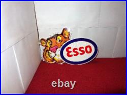 Vintage Esso Put A Tiger In Your Tank 12 By 9 Metal Enamel Gasoline Oil Sign