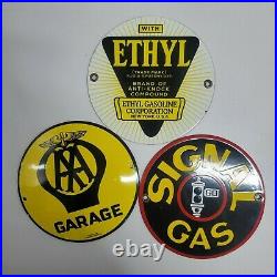 Vintage Ethyl Signal Garage Metal Porcelain Sign Gas Oil Service Station
