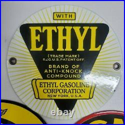 Vintage Ethyl Signal Garage Metal Porcelain Sign Gas Oil Service Station