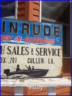 Vintage Evinrude Outboard Boat Motor Metal Sign Cullen LA Gasoline Oil Fishing