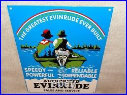 Vintage Evinrude Outboard Boat Motor Sales Service 12 Metal Gasoline & Oil Sign
