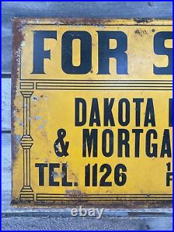 Vintage Fargo, ND 1940s Metal Sign For Sale Dakota Bond & Mortgage Co Broadway