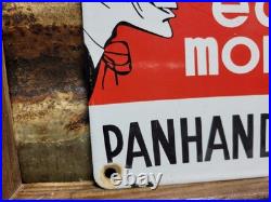 Vintage Farm Porcelain Sign Rare Old Panhandle Livestock Ranch Eat More Beef Cow