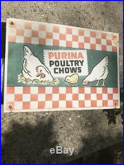 Vintage Farm Store Metal Advertising Sign Purina Poultry Chows 10 x 14 1960s