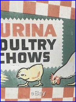 Vintage Farm Store Metal Advertising Sign Purina Poultry Chows 10 x 14 1960s