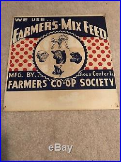 Vintage Farmers-Mix Feed Pig Cow Chicken Sheep Farm Advertising Metal Sign Iowa