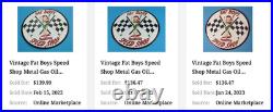 Vintage Fat Boys Speed Shop 11 3/4 Embossed Metal Gasoline Oil Racing Flag Sign