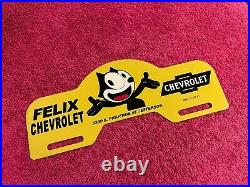 Vintage Felix Chevrolet Metal License Plate Topper Tag Sign California Original