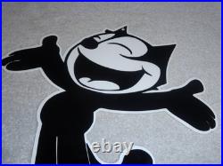 Vintage Felix The Cat Chevrolet +hands Open 12 Die-cut Metal Gasoline Oil Sign
