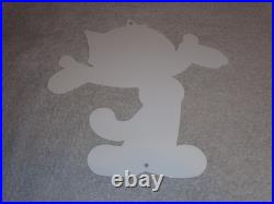 Vintage Felix The Cat Chevrolet +hands Open 12 Die-cut Metal Gasoline Oil Sign