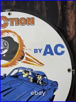 Vintage Fire Ring Action Spark Plugs Porcelain Enamel Metal Sign Size 12