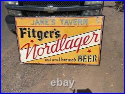 Vintage Fitgers Beer metal sign 5 x 3 Duluth Minnesota circa 1938