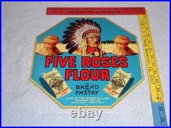 Vintage Five Roses Flour Worlds Best +indian 12 Metal General Store Canada Sign