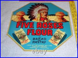 Vintage Five Roses Flour Worlds Best +indian 12 Metal General Store Canada Sign