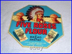Vintage Five Roses Flour Worlds Best +indian 12 Metal General Store Canada Sign