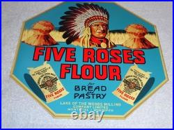 Vintage Five Roses Flour Worlds Best +indian 12 Metal General Store Canada Sign