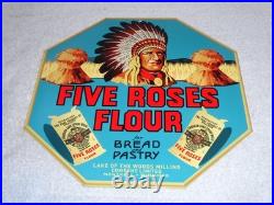 Vintage Five Roses Flour Worlds Best +indian 12 Metal General Store Canada Sign