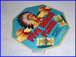 Vintage Five Roses Flour Worlds Best +indian 12 Metal General Store Canada Sign