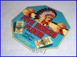 Vintage Five Roses Flour Worlds Best +indian 12 Metal General Store Canada Sign