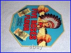 Vintage Five Roses Flour Worlds Best +indian 12 Metal General Store Canada Sign Vintage Five Roses Flour Worlds Best +indian 12 Metal General Store Canada Sign