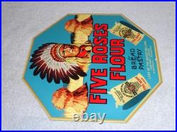 Vintage Five Roses Flour Worlds Best +indian 12 Metal General Store Canada Sign