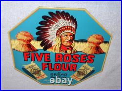 Vintage Five Roses Flour Worlds Best +indian 12 Metal General Store Canada Sign