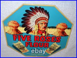 Vintage Five Roses Flour Worlds Best +indian 12 Metal General Store Canada Sign Vintage Five Roses Flour Worlds Best +indian 12 Metal General Store Canada Sign