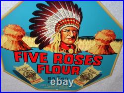 Vintage Five Roses Flour Worlds Best +indian 12 Metal General Store Canada Sign