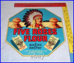 Vintage Five Roses Flour Worlds Best +indian 12 Metal General Store Canada Sign