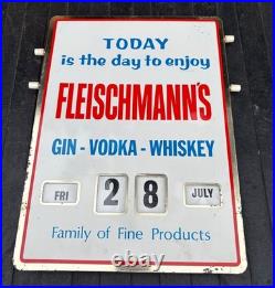 Vintage Fleichmann's Gin Vodka Whiskey metal sign calendar Leinenkugel's