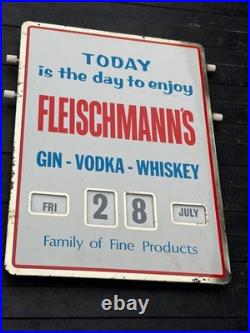 Vintage Fleichmann's Gin Vodka Whiskey metal sign calendar Leinenkugel's