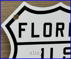 Vintage Florida Us 1 Porcelain Metal Highway Sign Gas Oil Road Shield