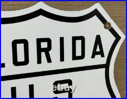 Vintage Florida Us 1 Porcelain Metal Highway Sign Gas Oil Road Shield