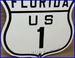 Vintage Florida Us 1 Porcelain Metal Highway Sign Gas Oil Road Shield