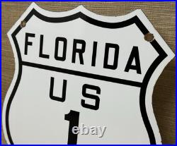 Vintage Florida Us 1 Porcelain Metal Highway Sign Gas Oil Road Shield