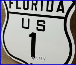 Vintage Florida Us 1 Porcelain Metal Highway Sign Gas Oil Road Shield
