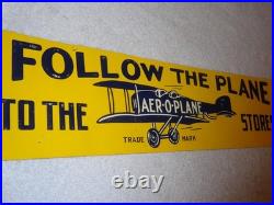 Vintage Follow The Airplane To Aer-o-plane Stores 20 Metal Gasoline & Oil Sign