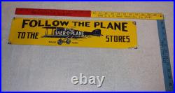 Vintage Follow The Airplane To Aer-o-plane Stores 20 Metal Gasoline & Oil Sign