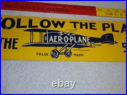 Vintage Follow The Airplane To Aer-o-plane Stores 20 Metal Gasoline & Oil Sign