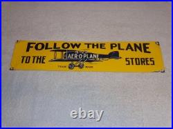Vintage Follow The Airplane To Aer-o-plane Stores 20 Metal Gasoline & Oil Sign